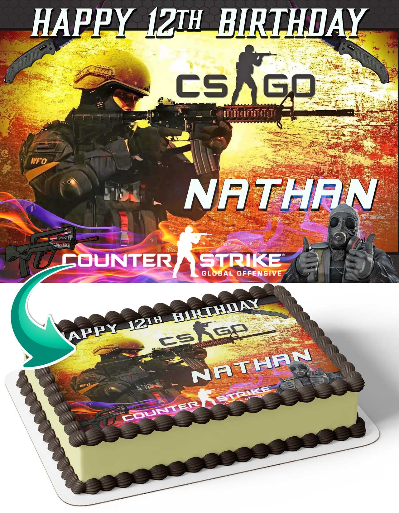 Counter Strirke Global Offensive Edible Cake Topper