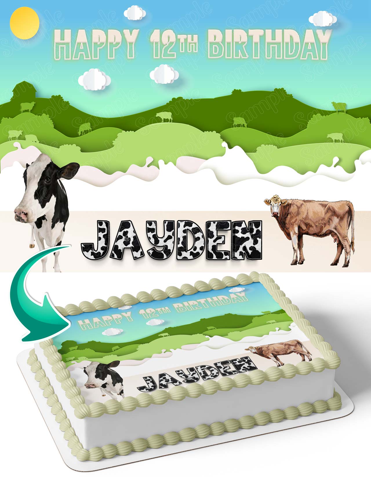 Cow Milk Bull Edible Cake Topper