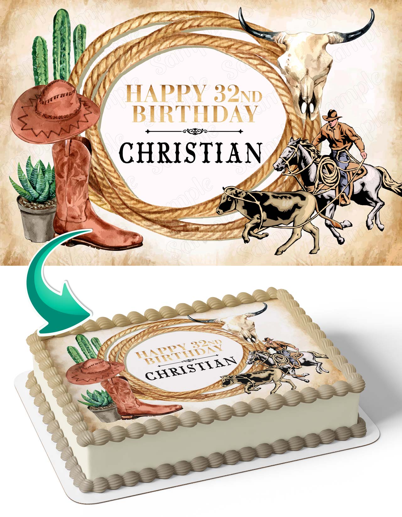 Cowboy Boots Ranch Life Edible Cake Topper