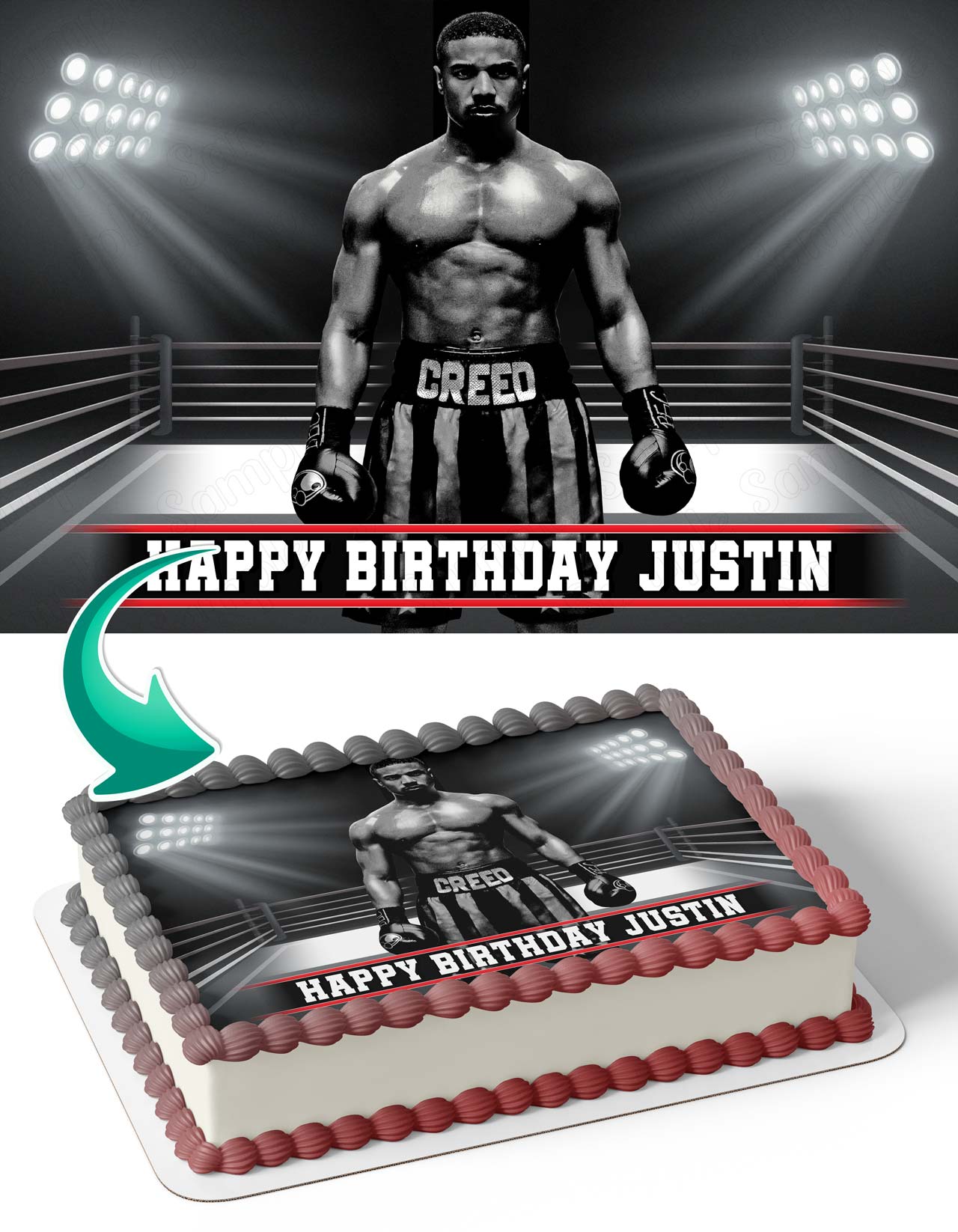 Creed Movie Box Michael B Fly Edible Cake Topper