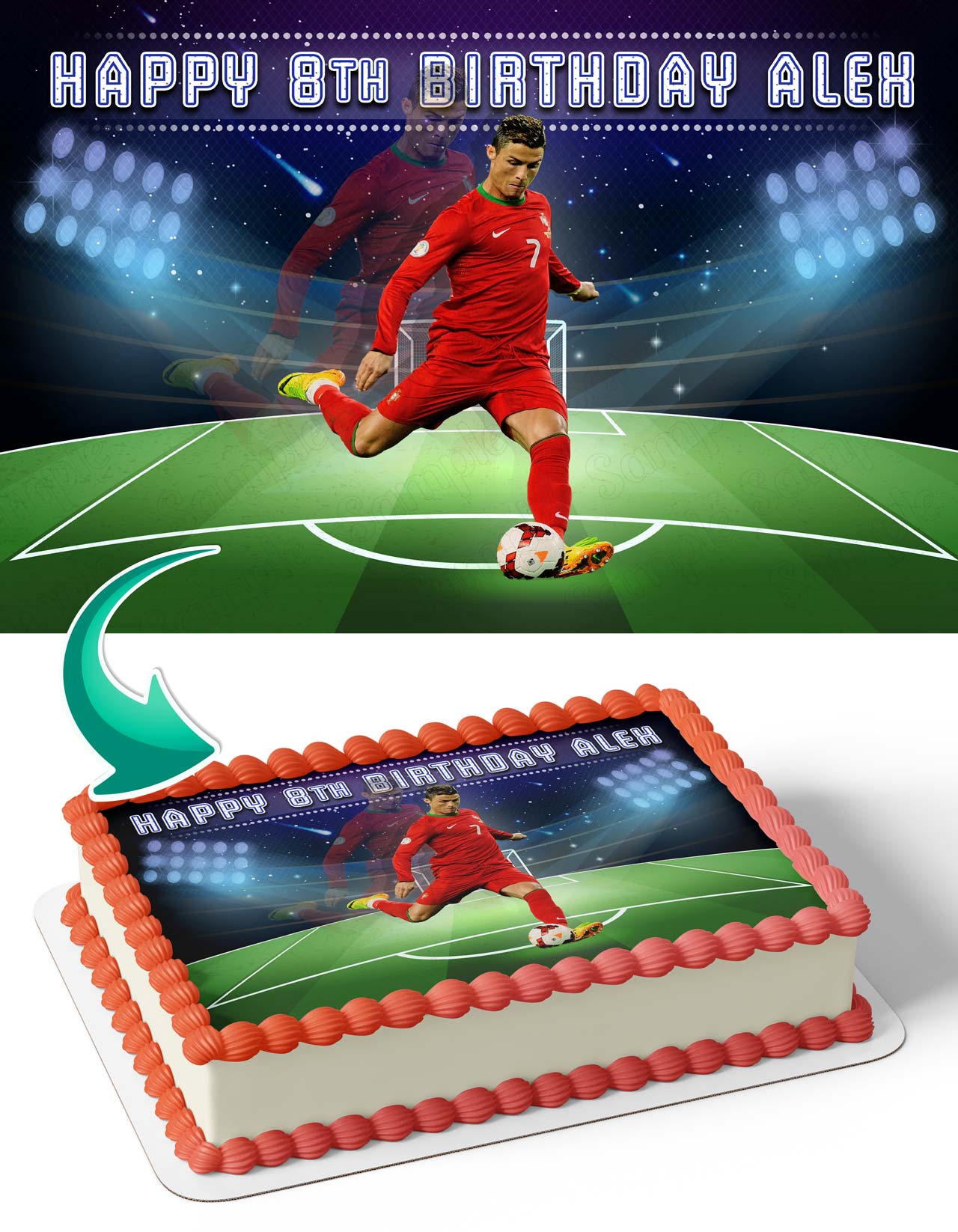 Cristiano Ronaldo CR7 Star Soccer Edible Cake Topper