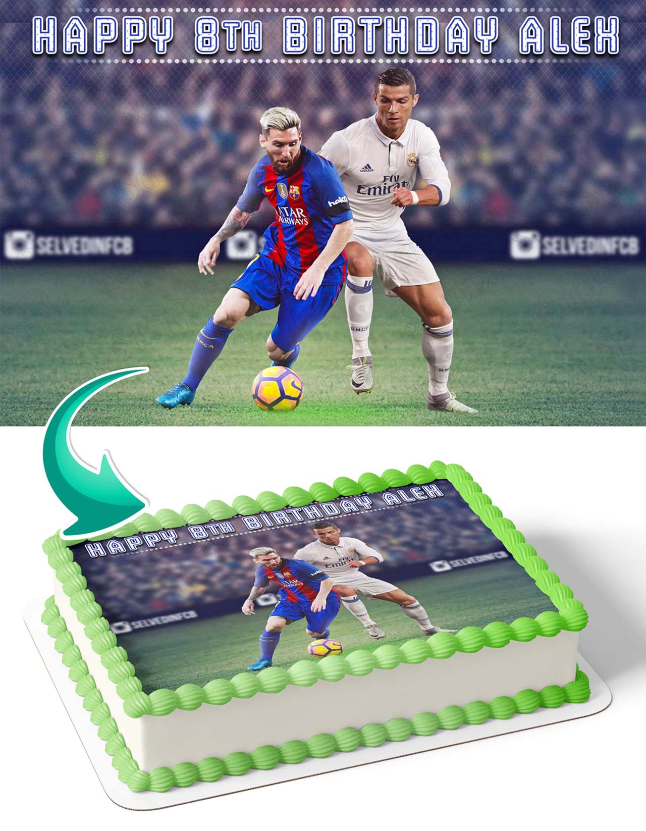 Cristiano Ronaldo Lionel Messi Edible Cake Topper