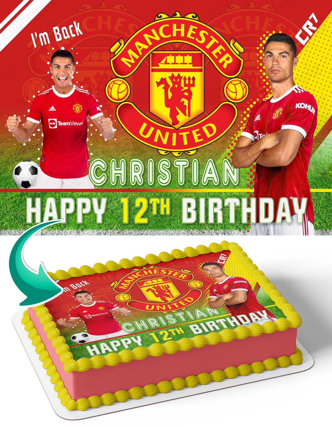 Cristiano Ronaldo Manchester United FC Edible Cake Topper