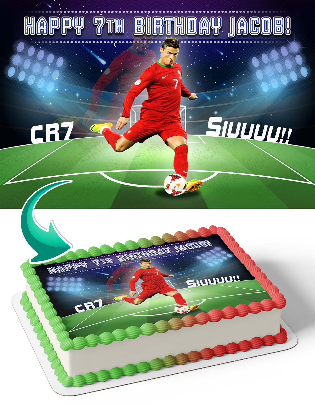 Cristiano Ronaldo Portugal CR7 Star Soccer Siuuuu Edible Cake Topper