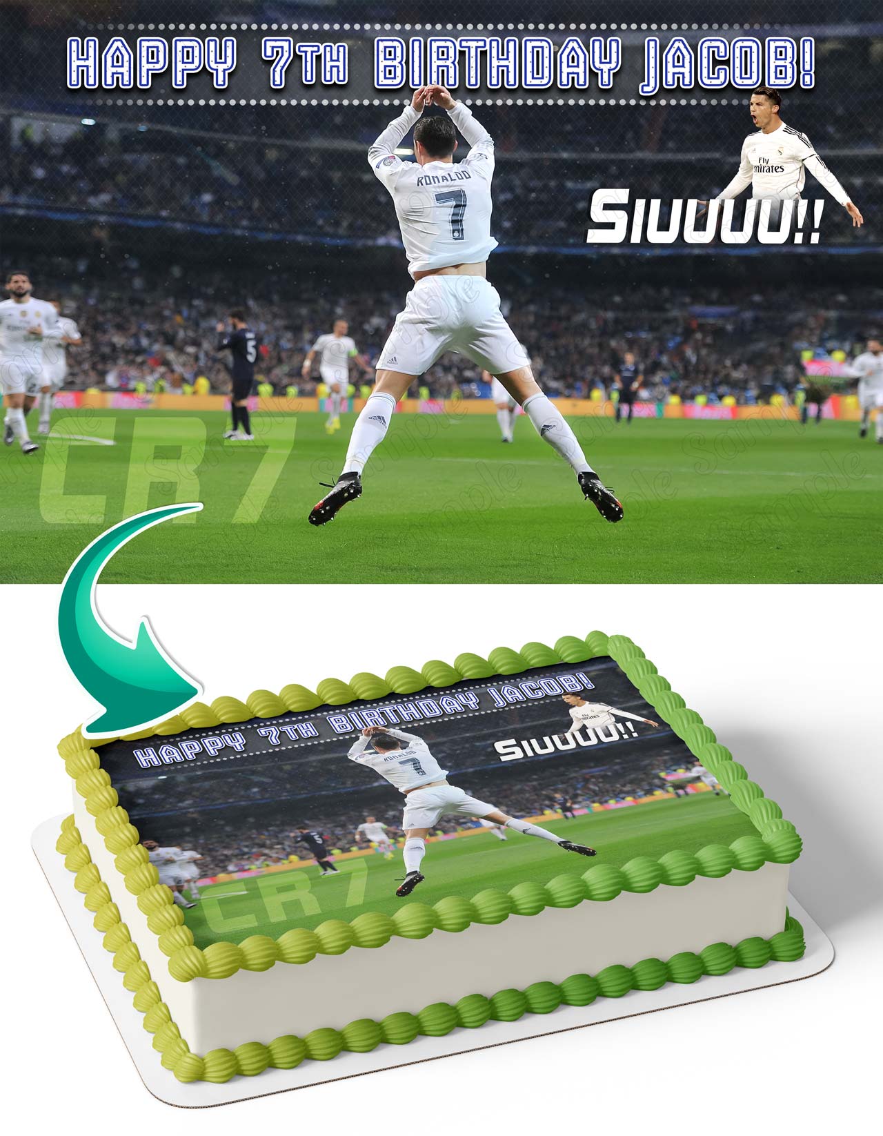 Cristiano Ronaldo Real Madrid CR7 Star Soccer Siuuuu Edible Cake Topper
