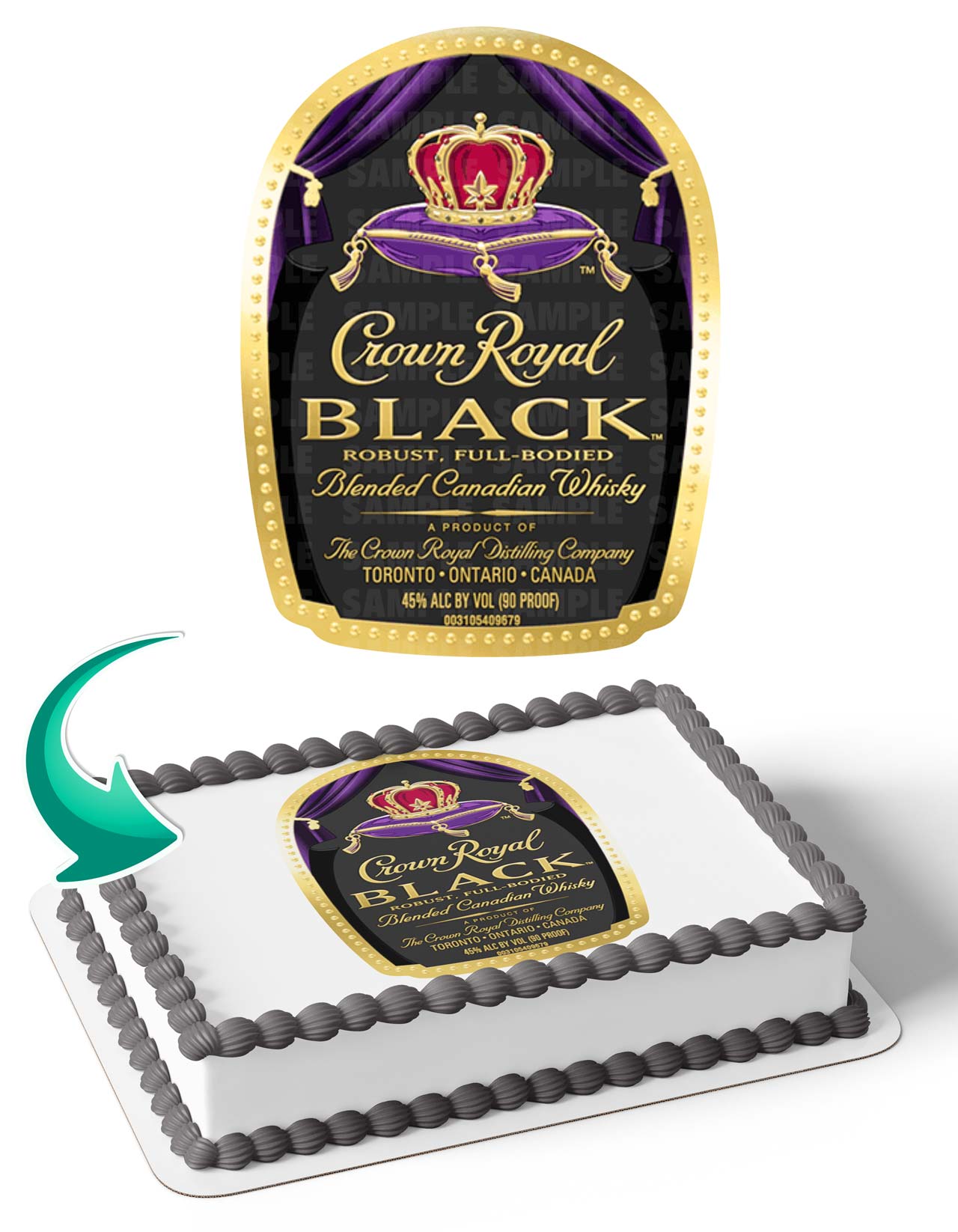 Crown Royal Black Edible Cake Topper