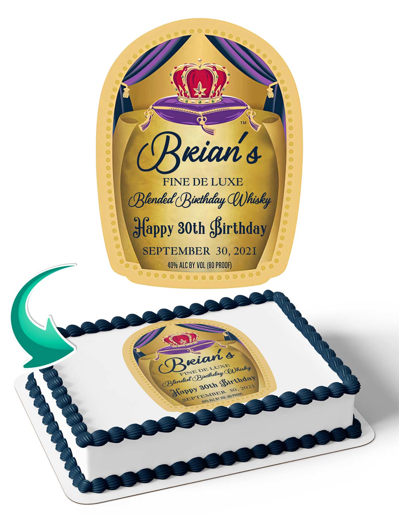Crown Royal Whisky Original Liquor Edible Cake Topper