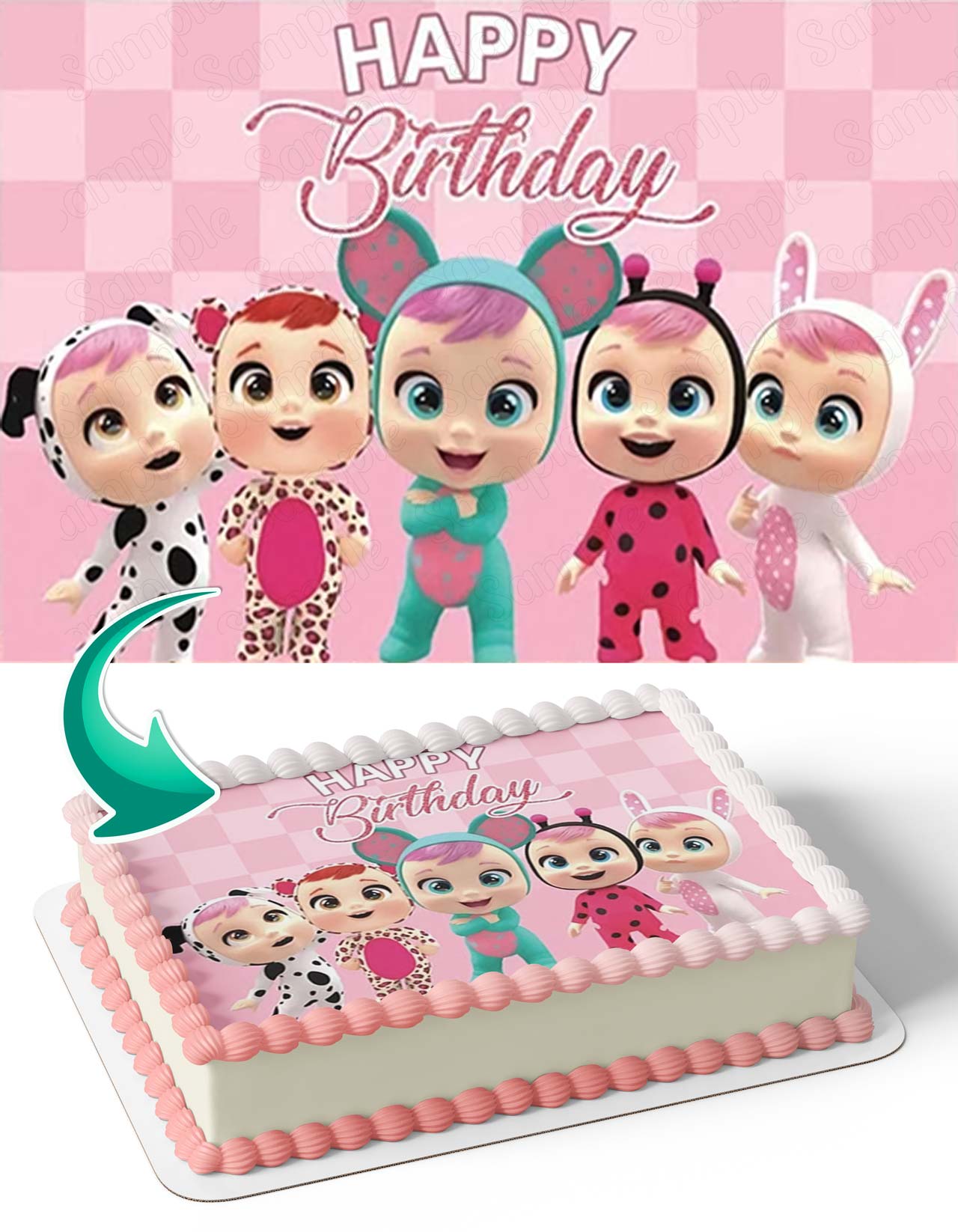 Cry Babies Magic Tears Girl Pink CBMT Edible Cake Topper
