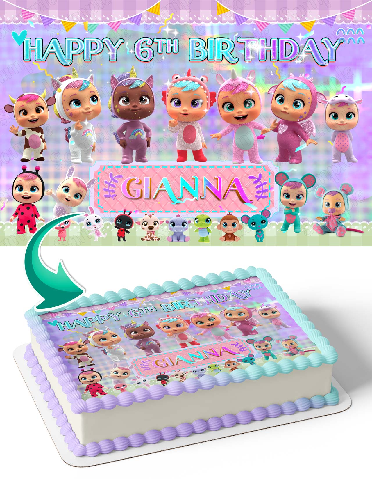 Cry Babies Dolls Surprise Kids Baby Edible Cake Topper