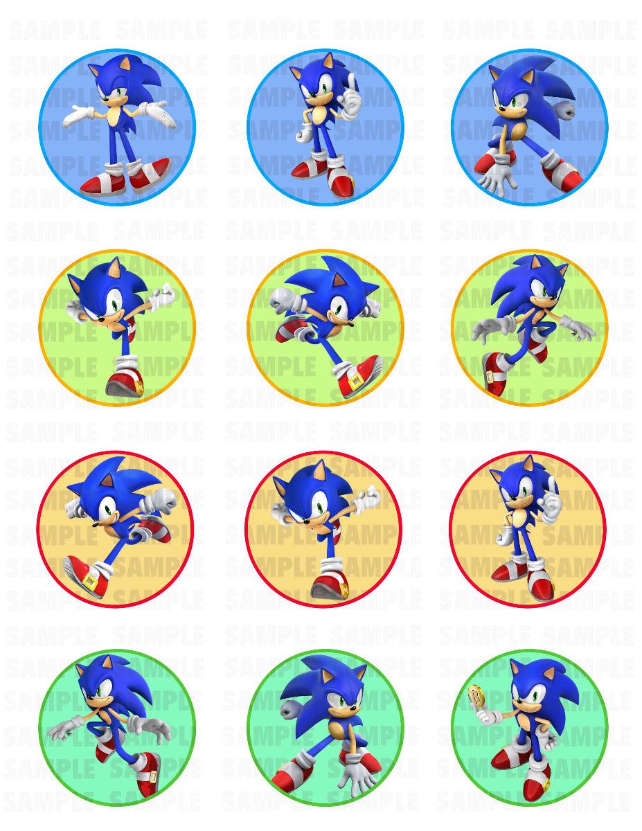 Sonic Edible Cupcake Toppers – Round Icing Sheet Birthday Party - Edible Cake Topper | Icing Sheet | Birthday Cake Decoration