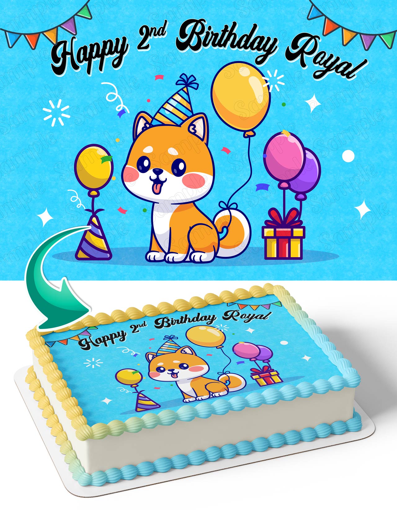 Cute Pug Dog Birthday Paw Edible Cake Topper