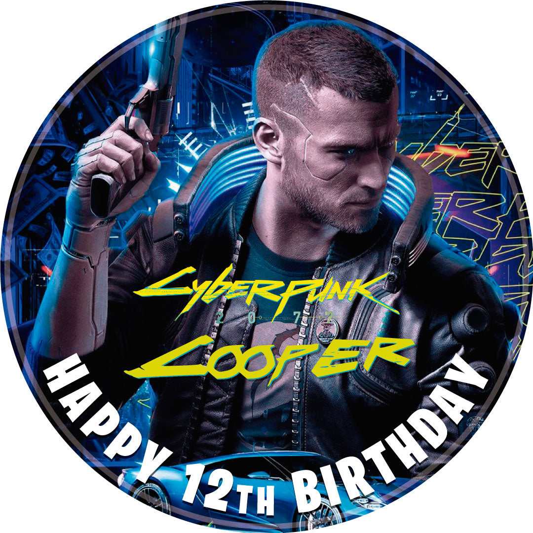 Cyber Gamer Punk Round – Icing Sheet Birthday - Personalized Edible Cake Topper | Custom Icing Sheet | Birthday Cake Decoration | Photo Cake Image