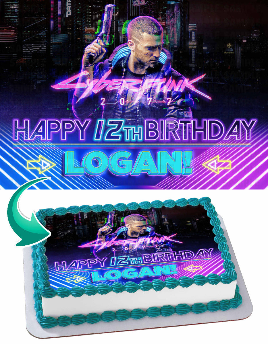 Cyberpunk 2077 Edible Cake Topper