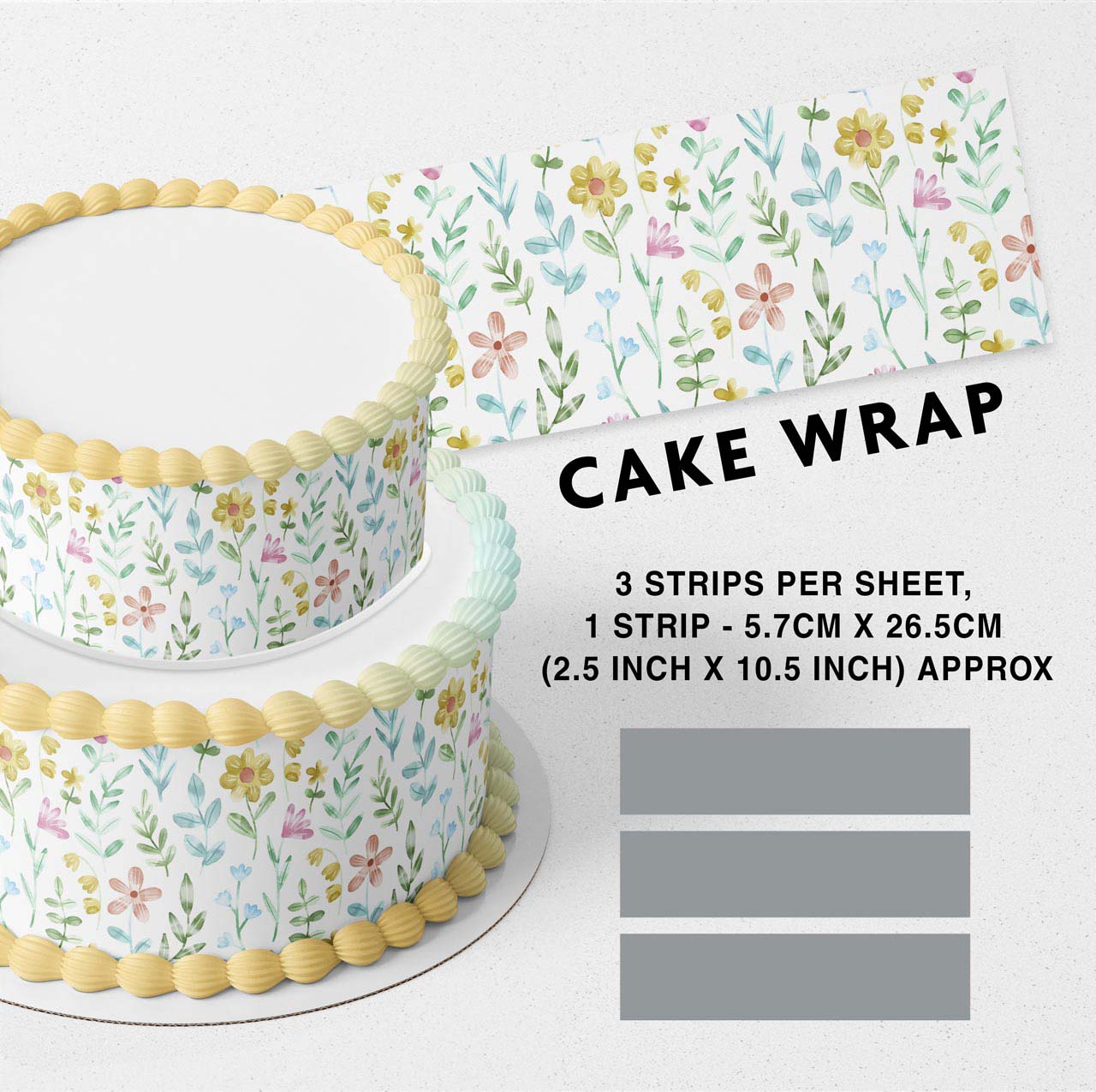 Summer Flowers Edible Icing Printed Cake Wrap Strips Topper Ribbon Border image 0