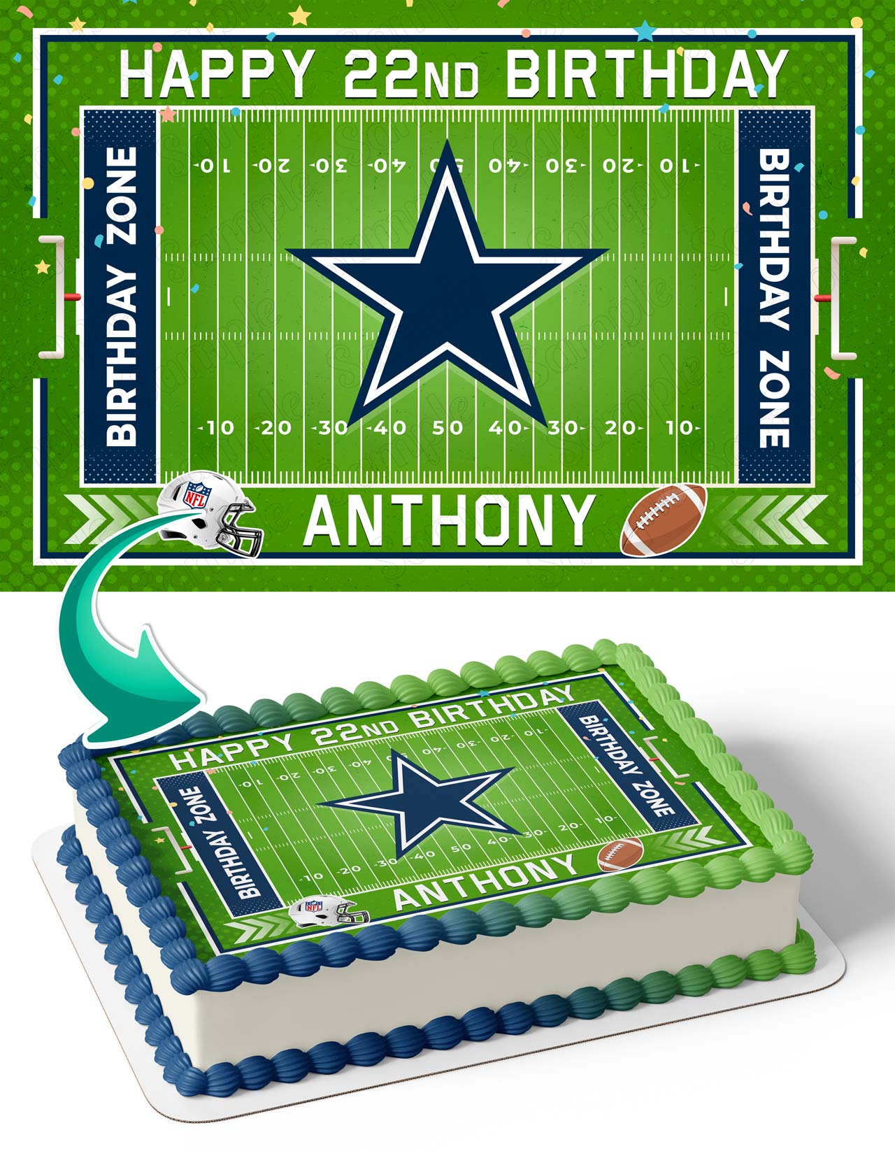 Dallas Cowboys Edible Cake Topper