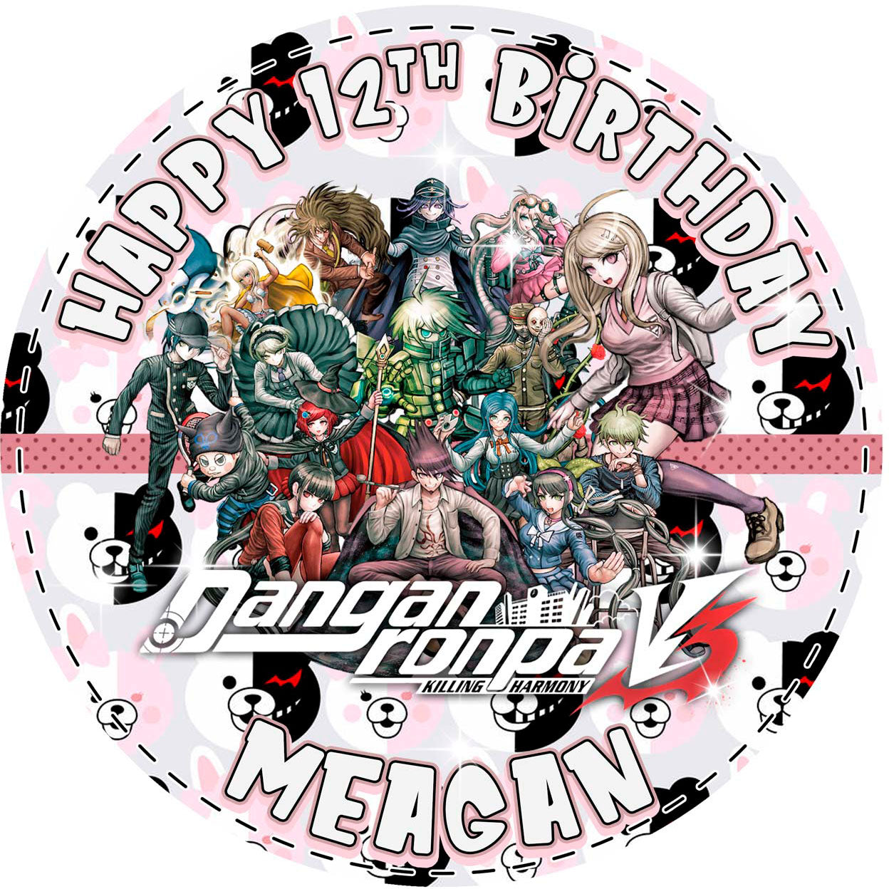 Danganronpa Round – Icing Sheet Birthday - Personalized Edible Cake Topper | Custom Icing Sheet | Birthday Cake Decoration | Photo Cake Image