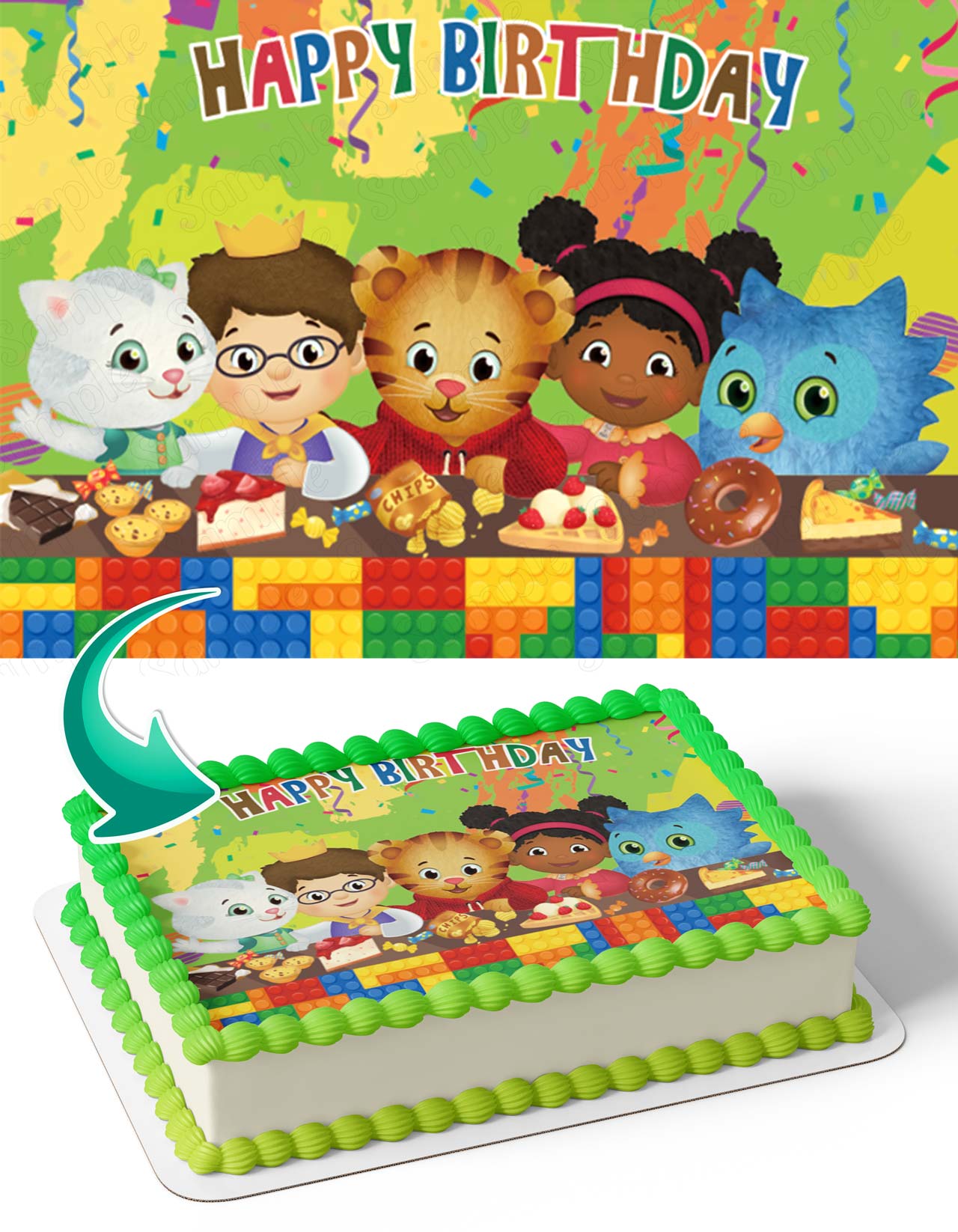 Daniel Tigers Neighborhood Friends DTF Edible Cake Topper