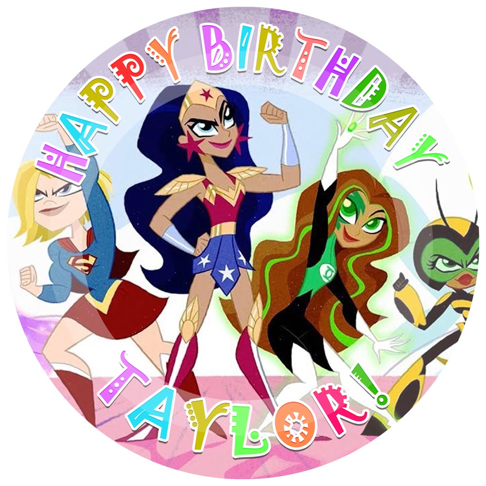 Super Hero Girls Round – Icing Sheet Birthday - Personalized Edible Cake Topper | Custom Icing Sheet | Birthday Cake Decoration | Photo Cake Image