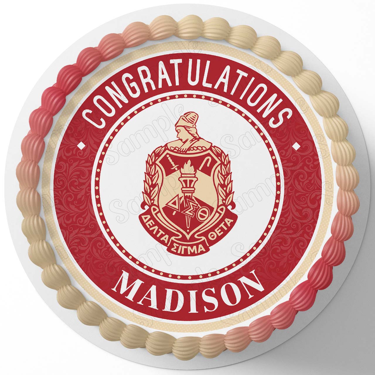 Delta Sigma Theta Round – Icing Sheet Birthday - Personalized Edible Cake Topper | Custom Icing Sheet | Birthday Cake Decoration | Photo Cake Image