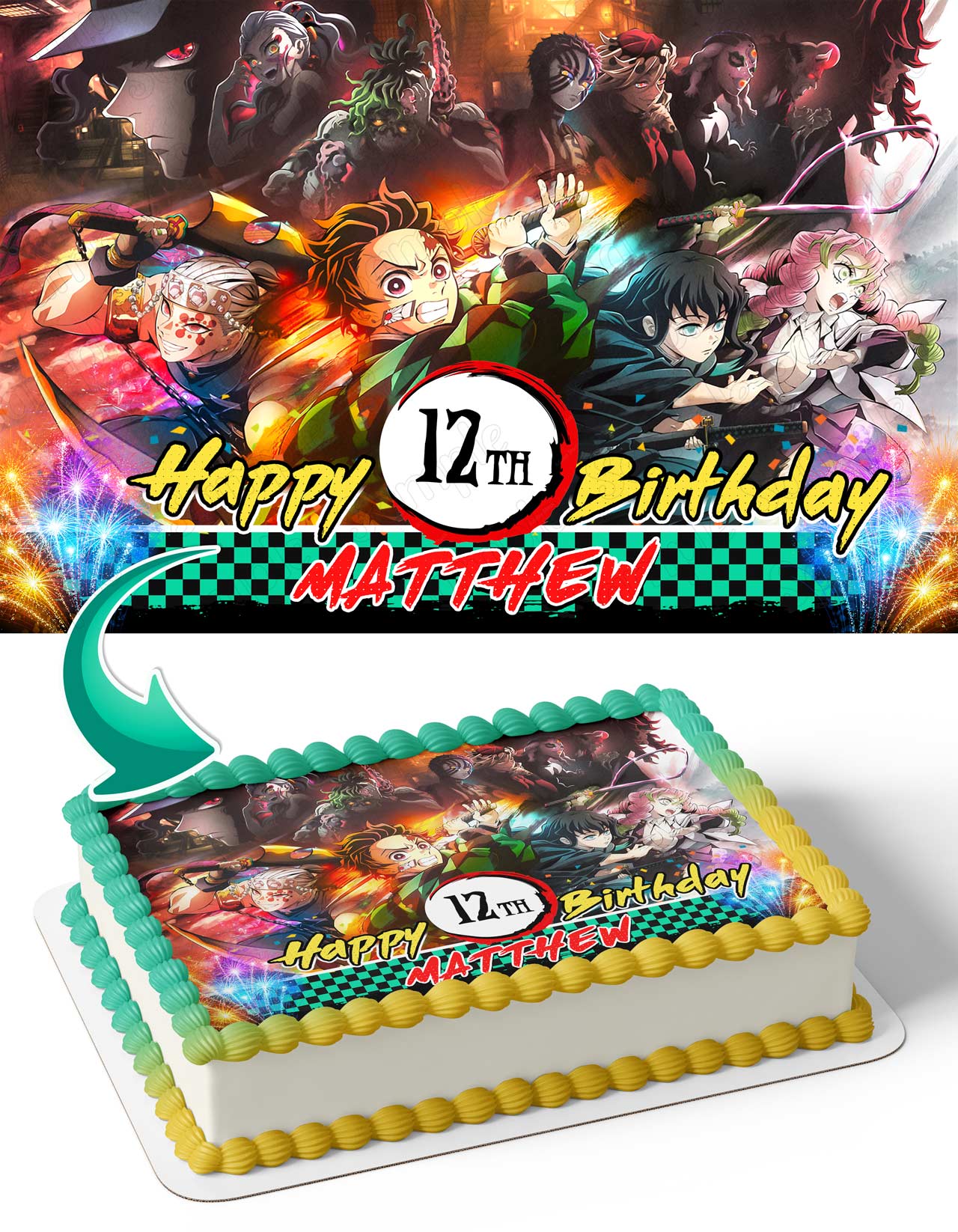 Demon Figher Kids SlayerKimetsu no Yaiba Swordsmith Village Arc Season 3 Edible Cake Topper