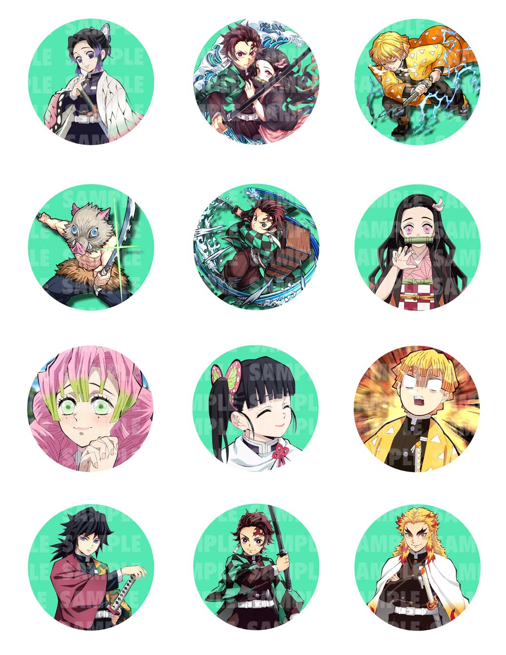 Demon Slayer Tanjiro Nezuko Edible Cupcake Toppers – Round Icing - Edible Cake Topper | Icing Sheet | Birthday Cake Decoration