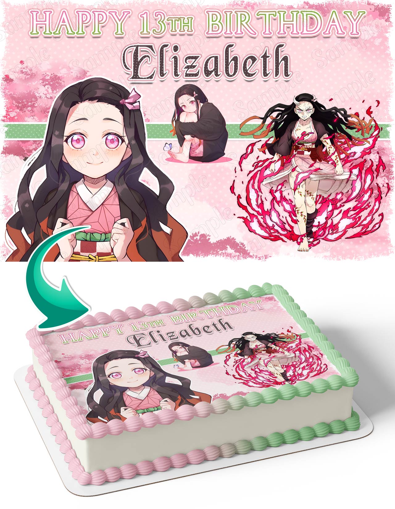 Demon Figher Kids Slayer Season 3 Nezuko Edible Cake Topper