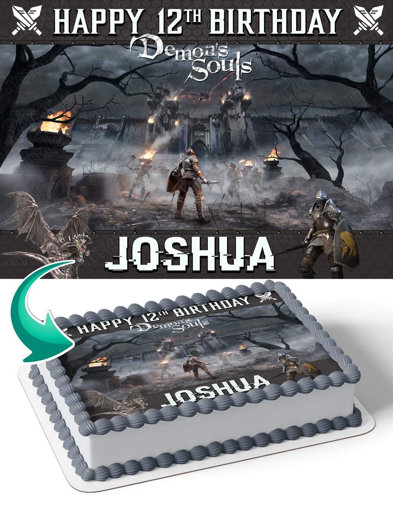 Demon Souls Video Game Play 5 Edible Cake Topper