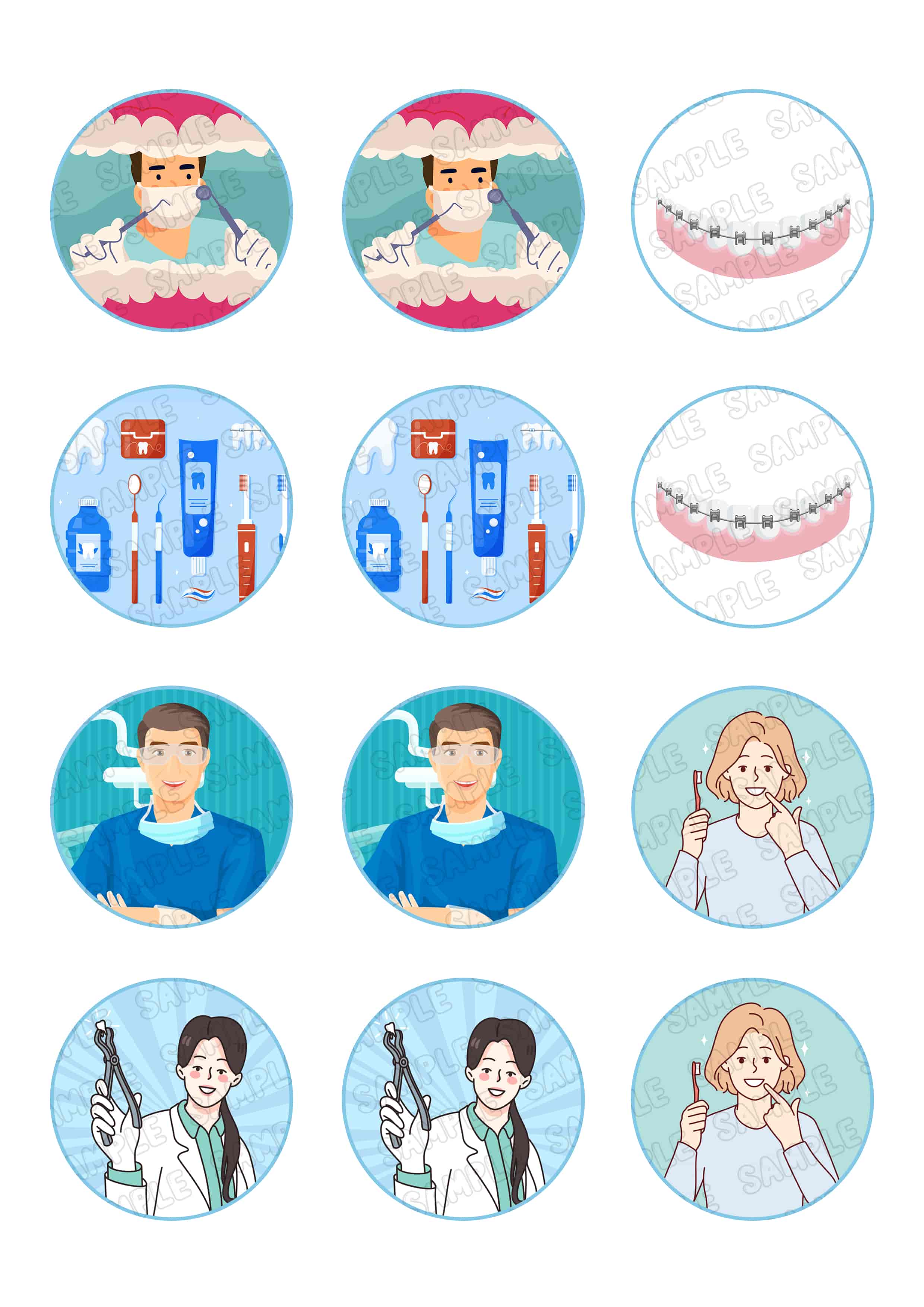 Dentist Edible Cupcake Toppers – Round Icing Sheet Birthday Party - Edible Cake Topper | Icing Sheet | Birthday Cake Decoration