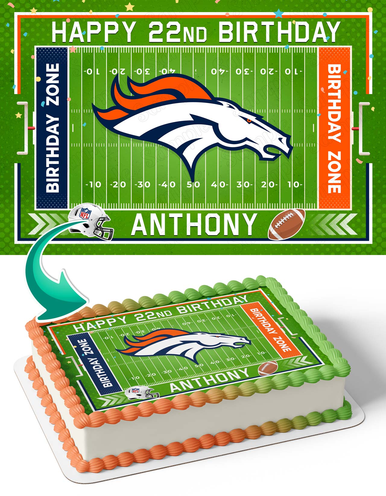 Denver Broncos Edible Cake Topper