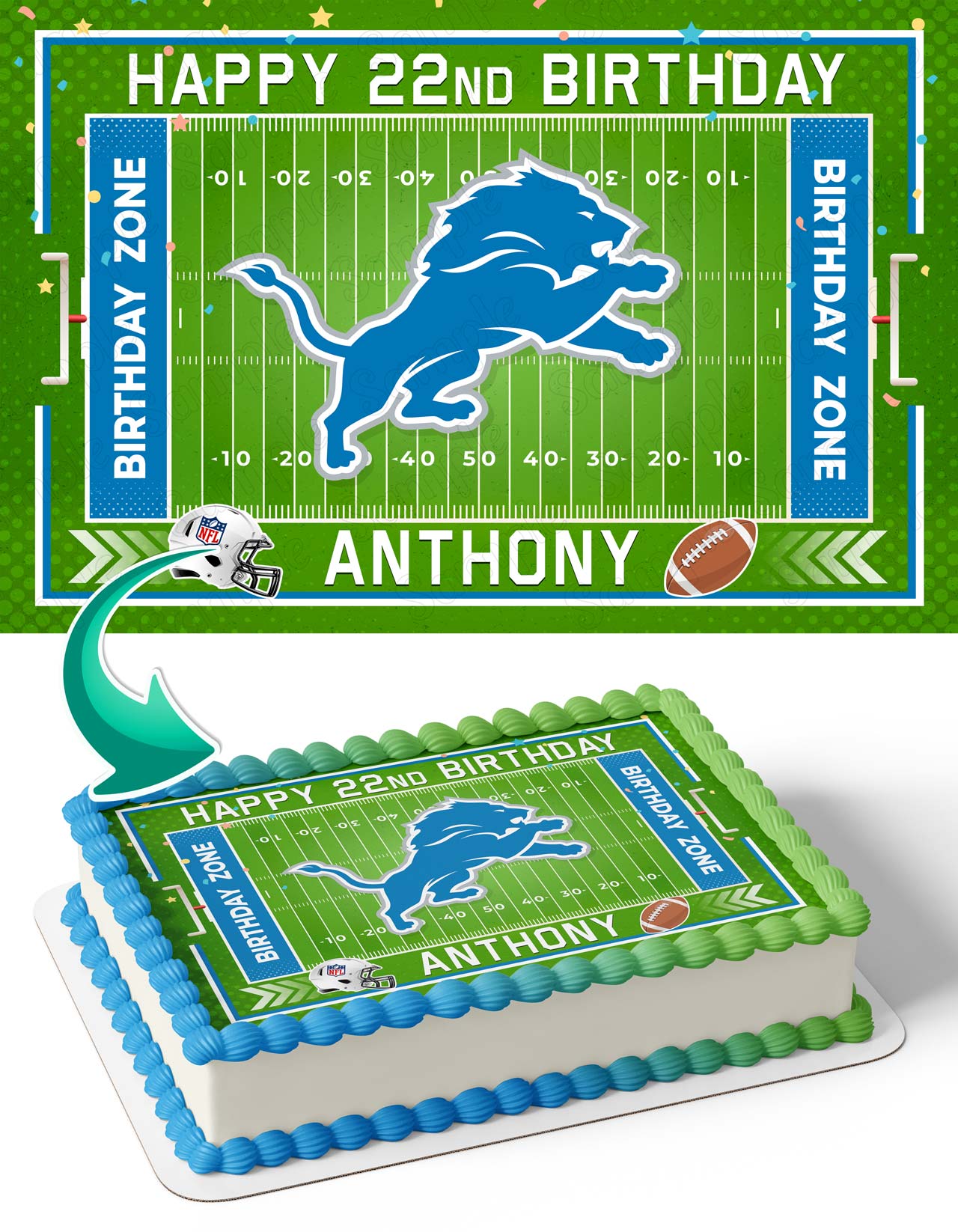 Detroit Lions Edible Cake Topper