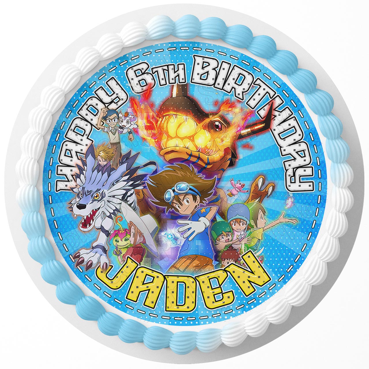 DigiKids Anime Adventures Kids Round – Icing Sheet Birthday - Personalized Edible Cake Topper | Custom Icing Sheet | Birthday Cake Decoration