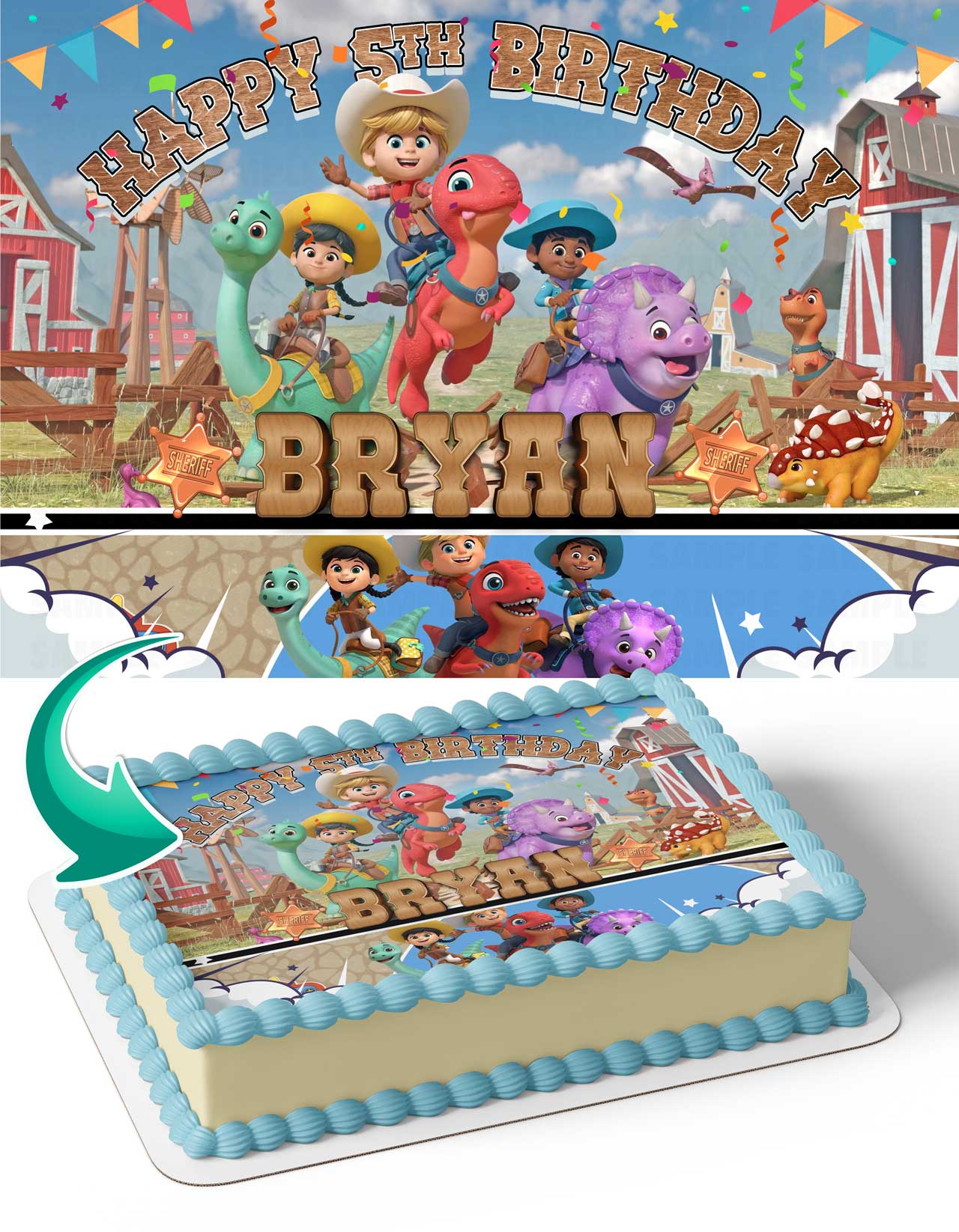 Dino Ranch Edible Cake Topper