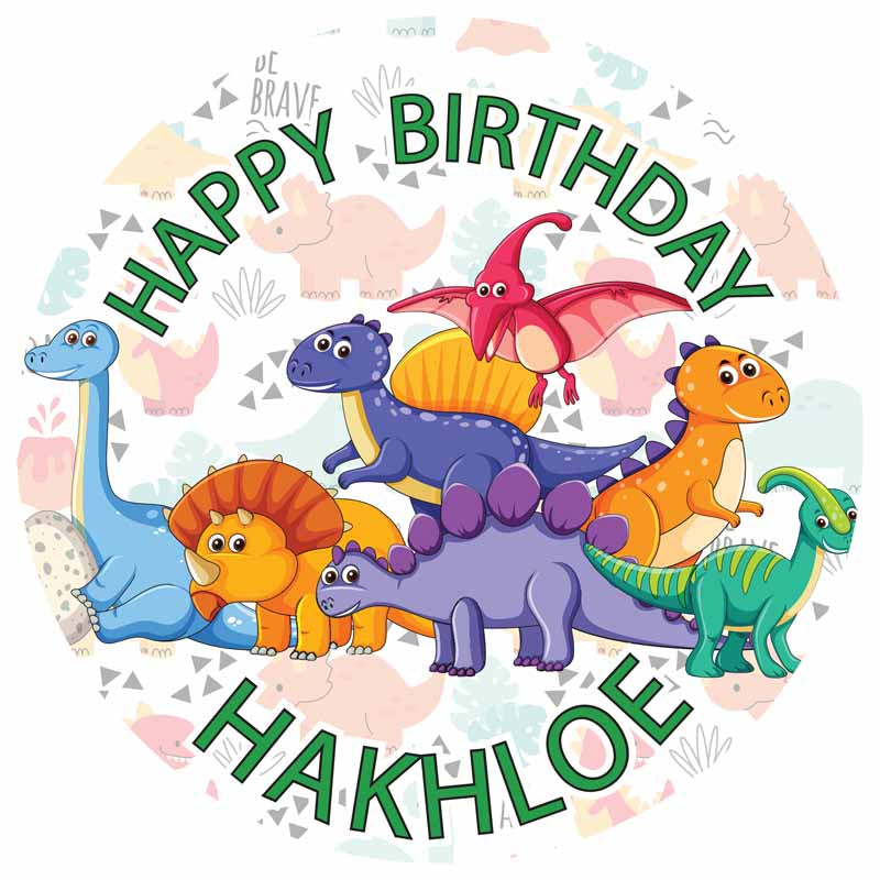Dinosaur Round – Icing Sheet Birthday - Personalized Edible Cake Topper | Custom Icing Sheet | Birthday Cake Decoration | Photo Cake Image