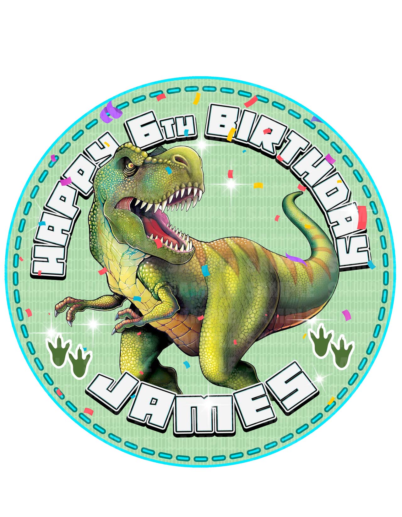 Dinosaur TRex CGH Round – Icing Sheet Birthday - Personalized Edible Cake Topper | Custom Icing Sheet | Birthday Cake Decoration | Photo Cake Image