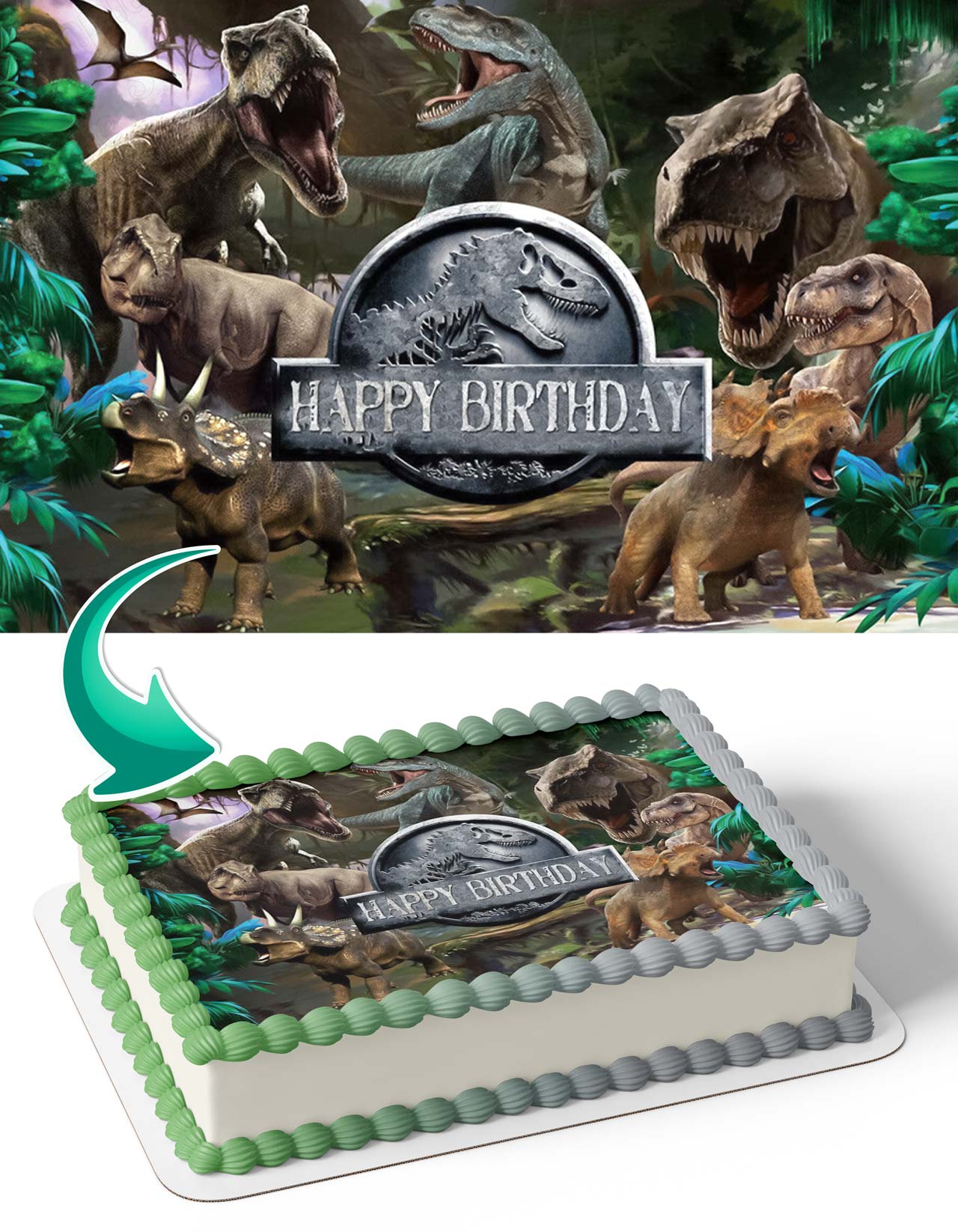Dinosaurs Prehistoric Planet Jurassic World Trex Edible Cake Topper