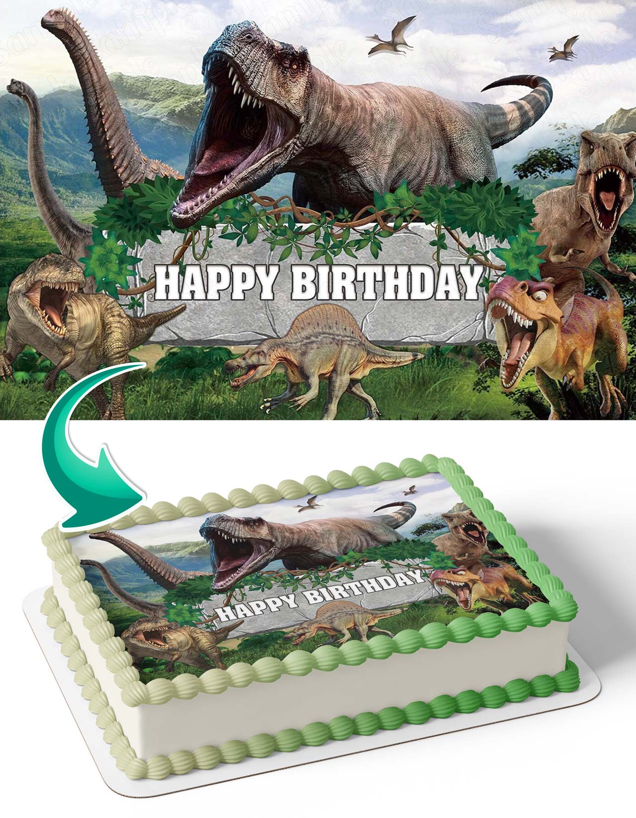 Dinosaurs Prehistoric Planet Trex GB Edible Cake Topper