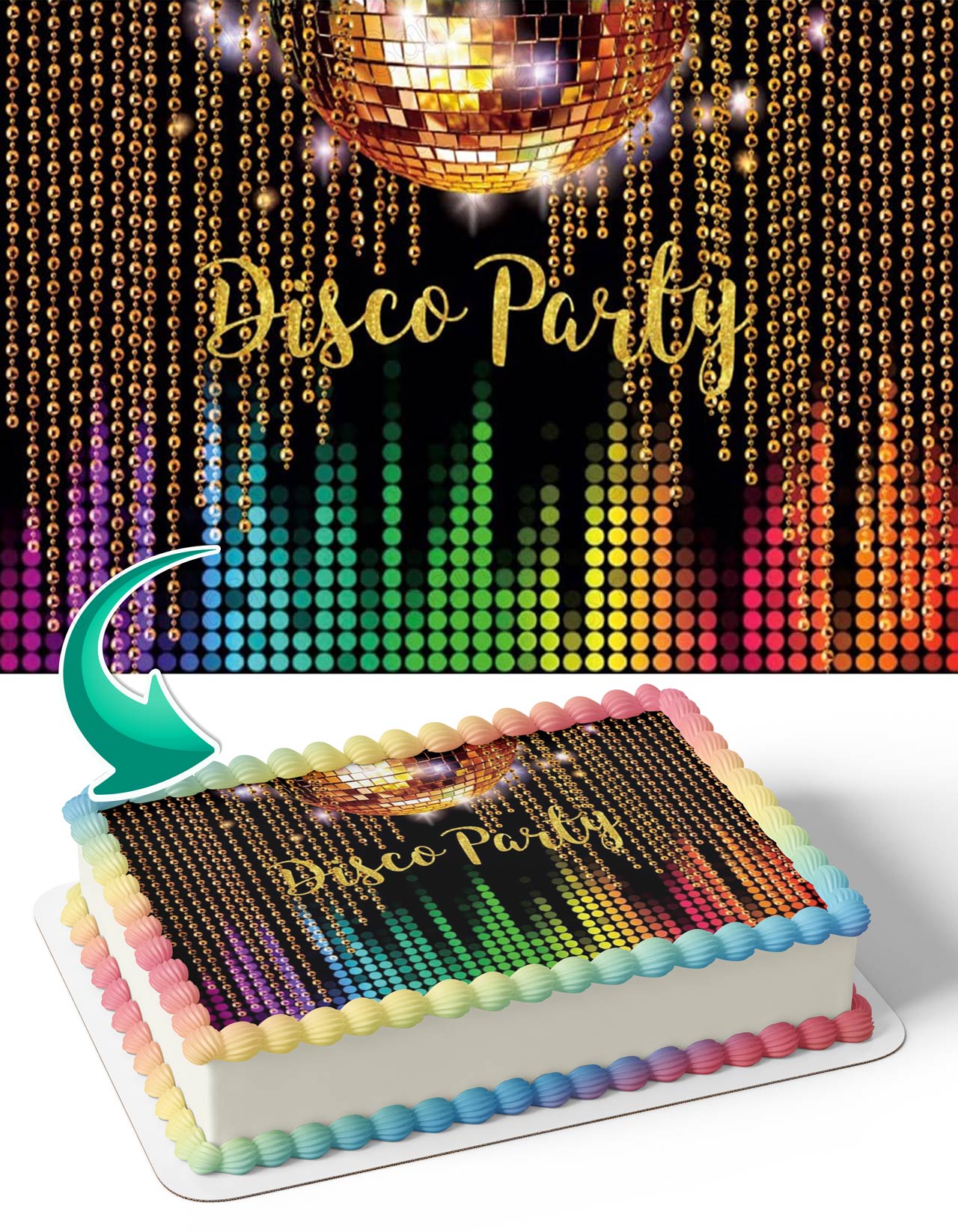 Disco Dance Retro Party Edible Cake Topper