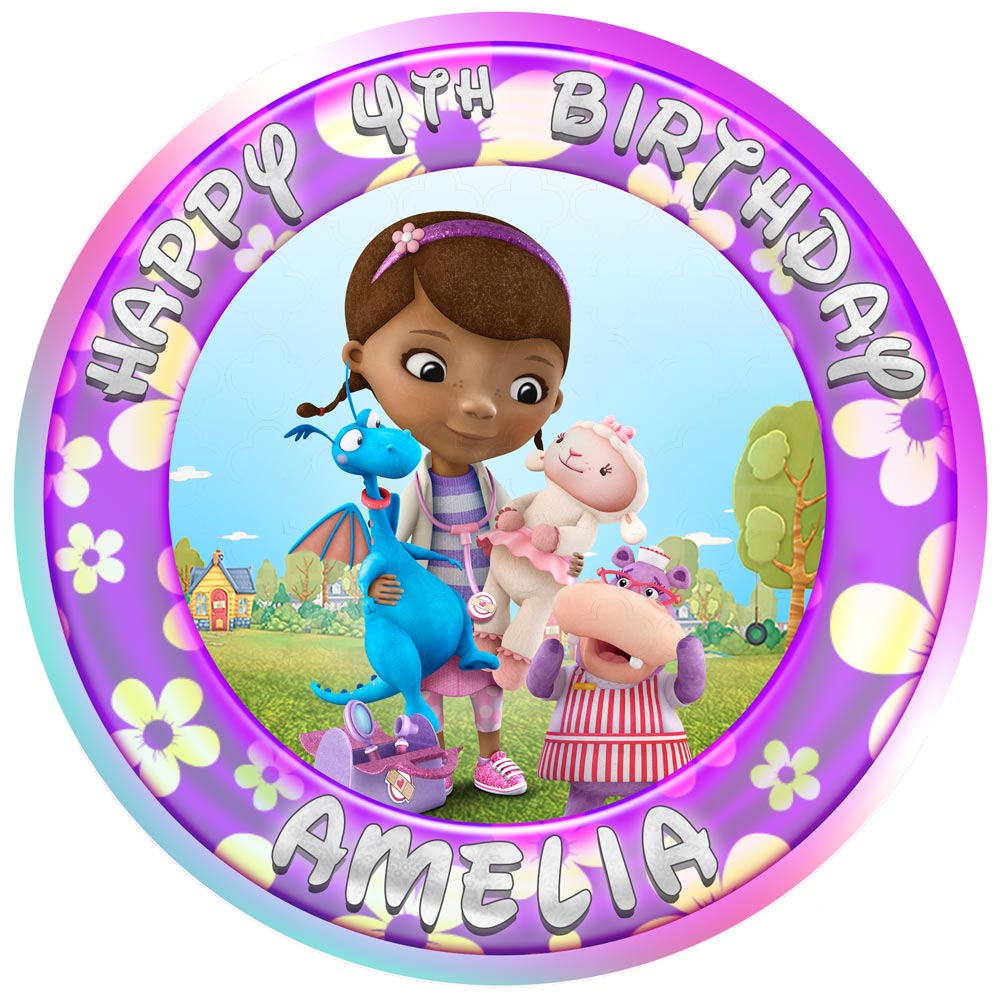 Doc McStuffins Round – Icing Sheet Birthday - Personalized Edible Cake Topper | Custom Icing Sheet | Birthday Cake Decoration | Photo Cake Image
