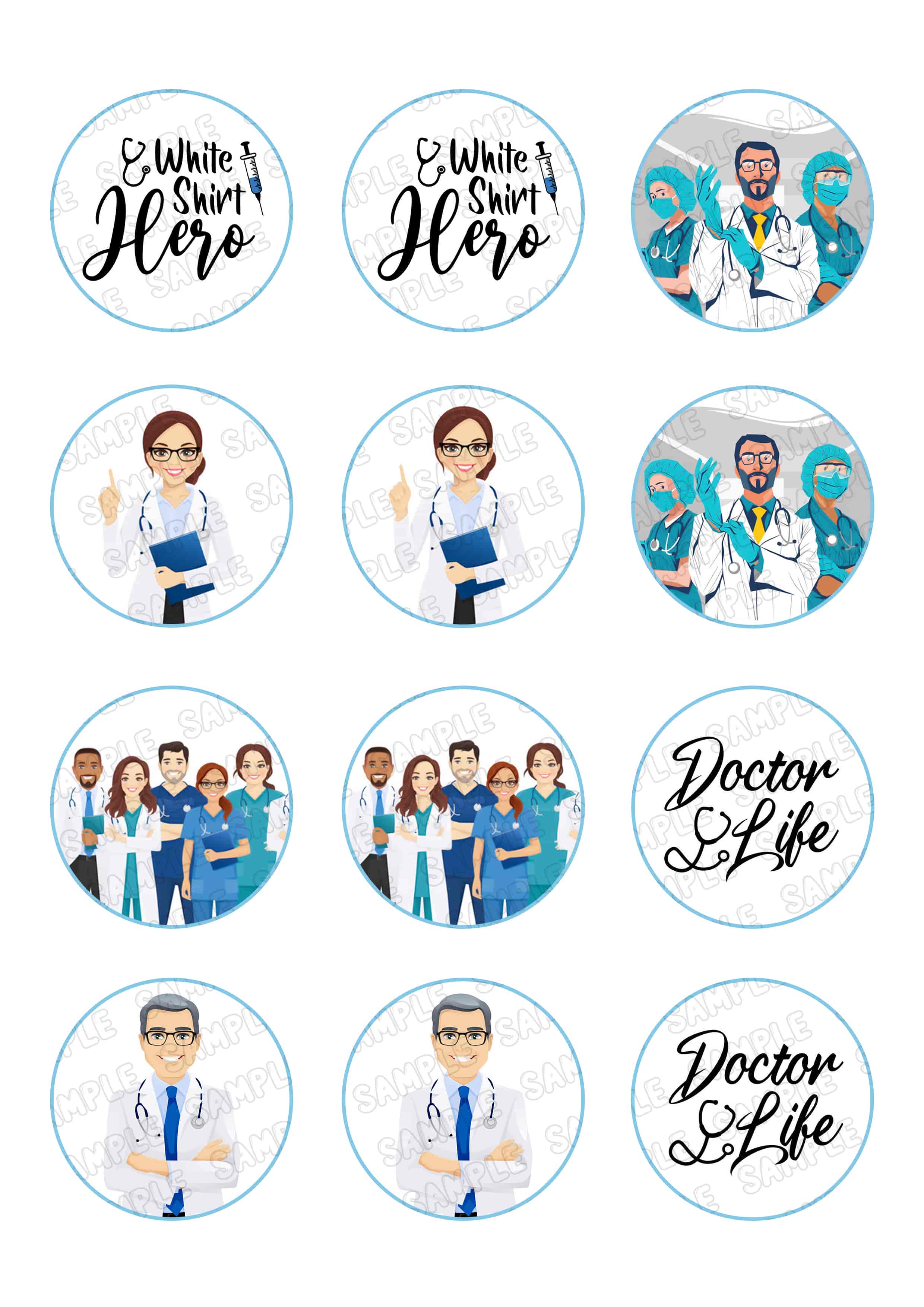 Doctor Edible Cupcake Toppers – Round Icing Sheet Birthday Party - Edible Cake Topper | Icing Sheet | Birthday Cake Decoration