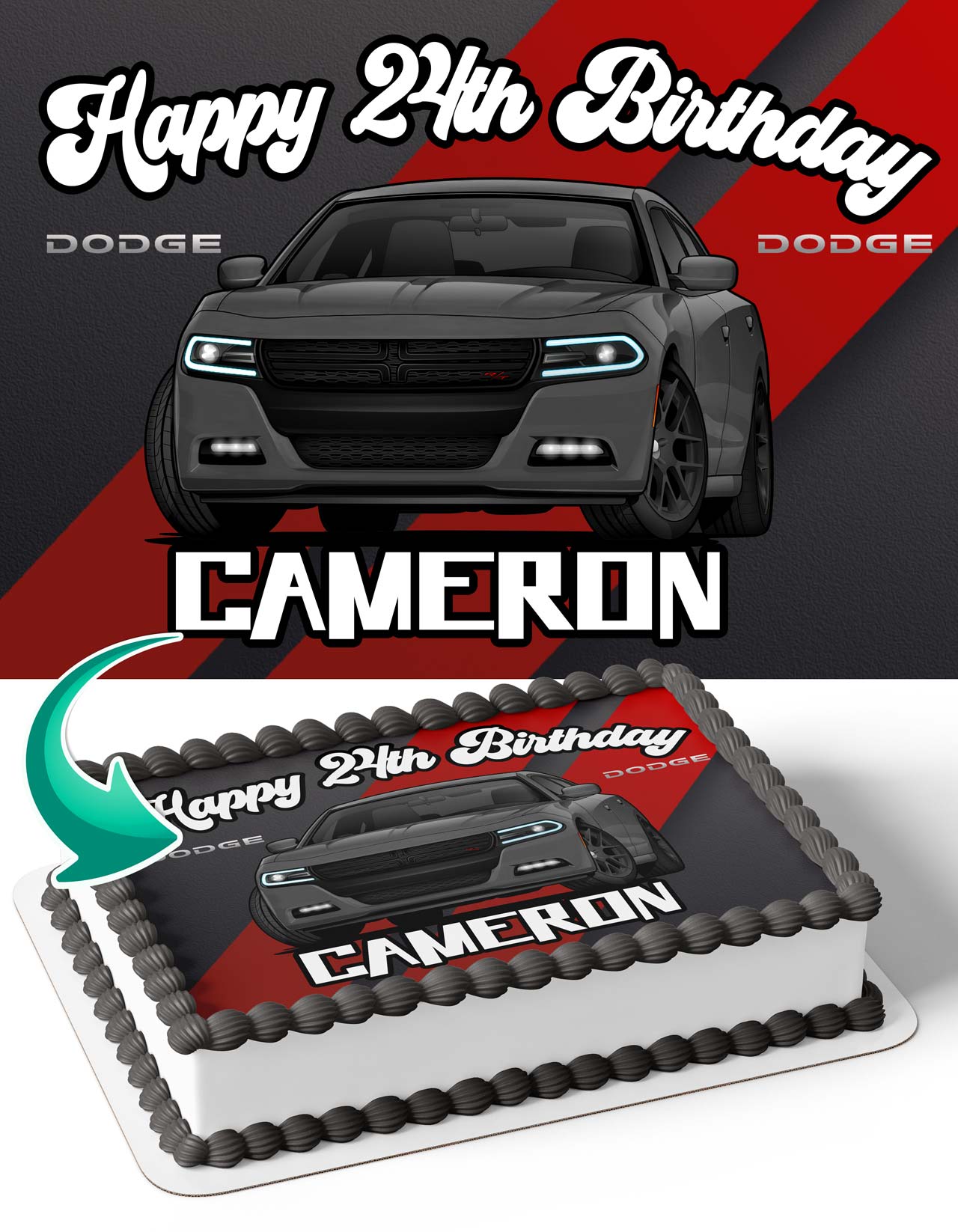 Dodge Charger Edible Cake Topper