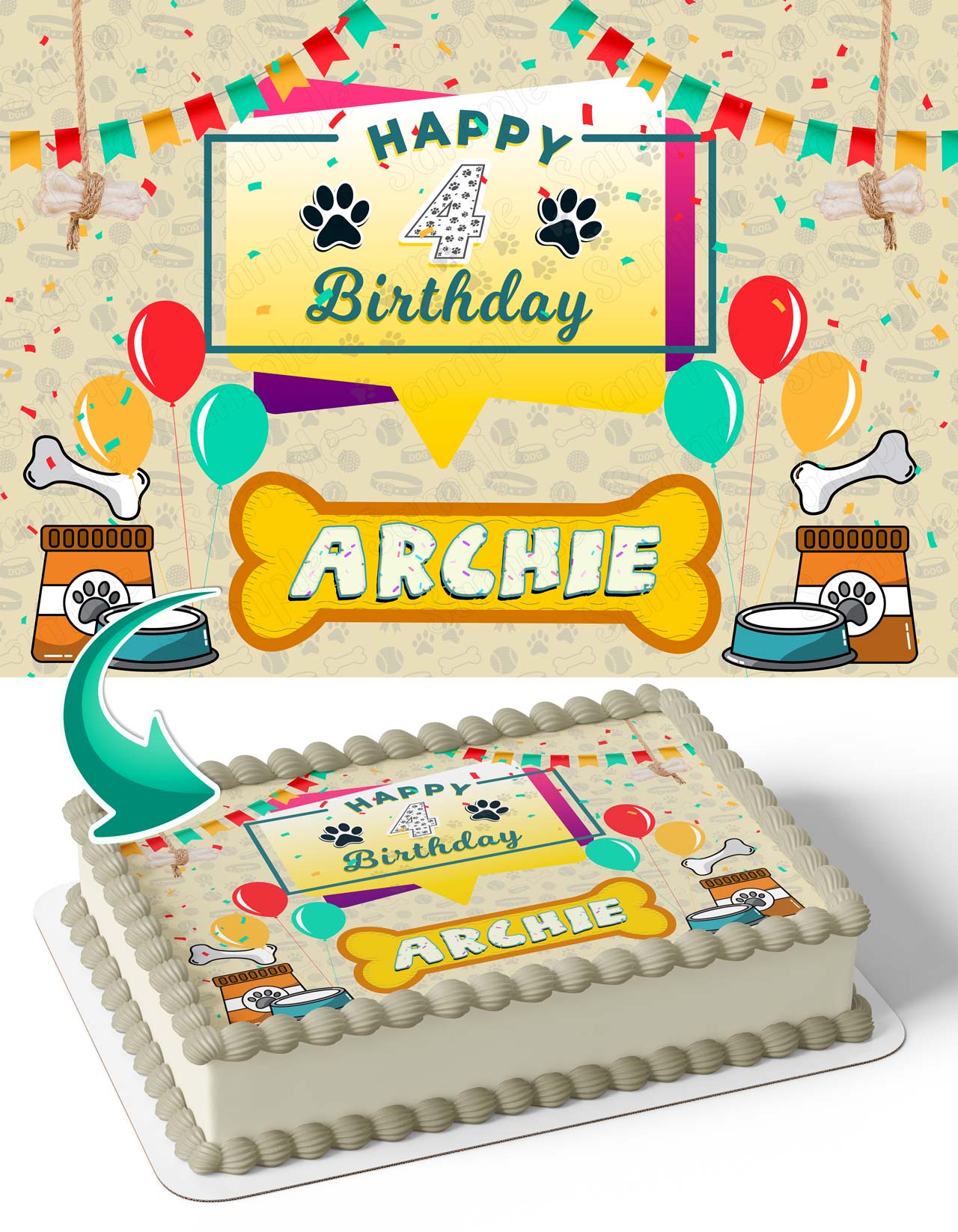 Dog Birthday Pups Edible Cake Topper