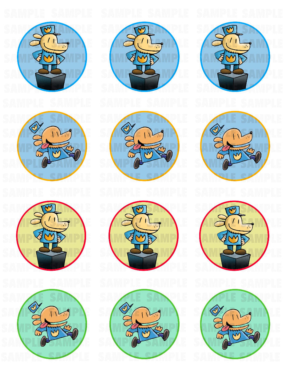 Dogman Dog Man Edible Cupcake Toppers – Round Icing Sheet Birthda - Edible Cake Topper | Icing Sheet | Birthday Cake Decoration