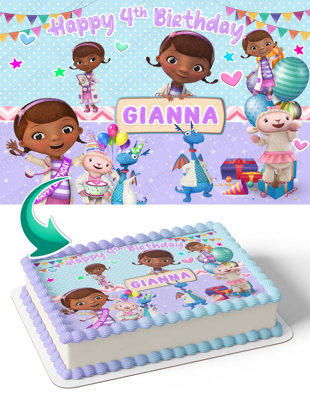 Dr Mcstuffins Cute Lambie The Doc Edible Cake Topper