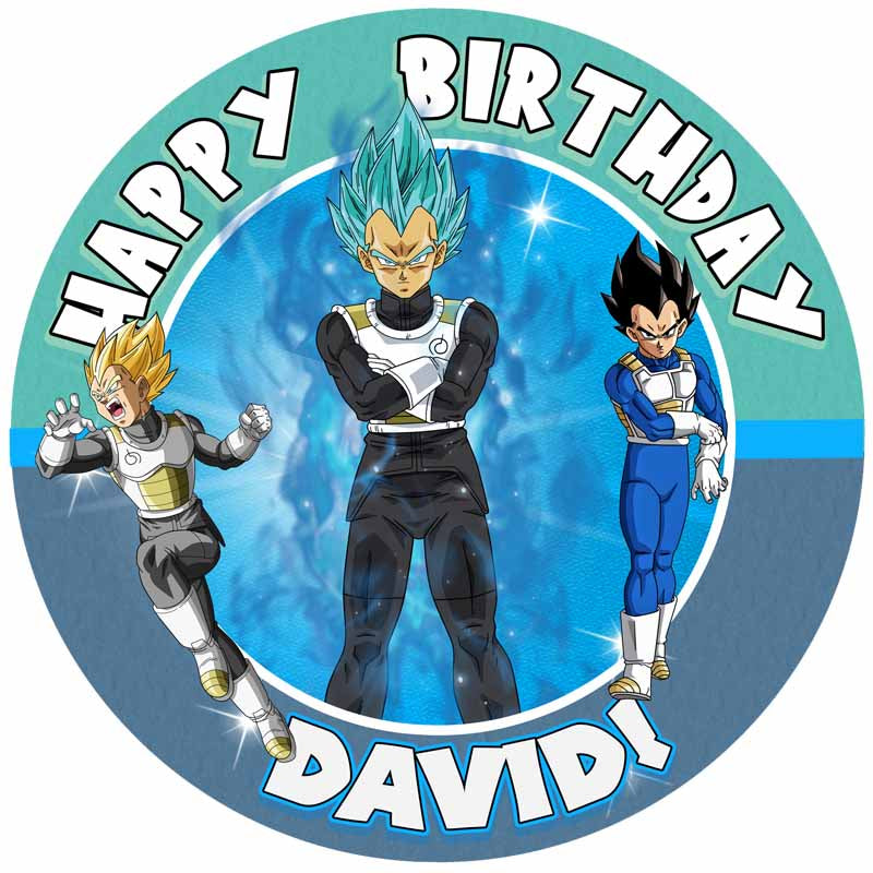 Dragon Fighter Ball Z Vegeta Round – Icing Sheet Birthday - Personalized Edible Cake Topper | Custom Icing Sheet | Birthday Cake Decoration