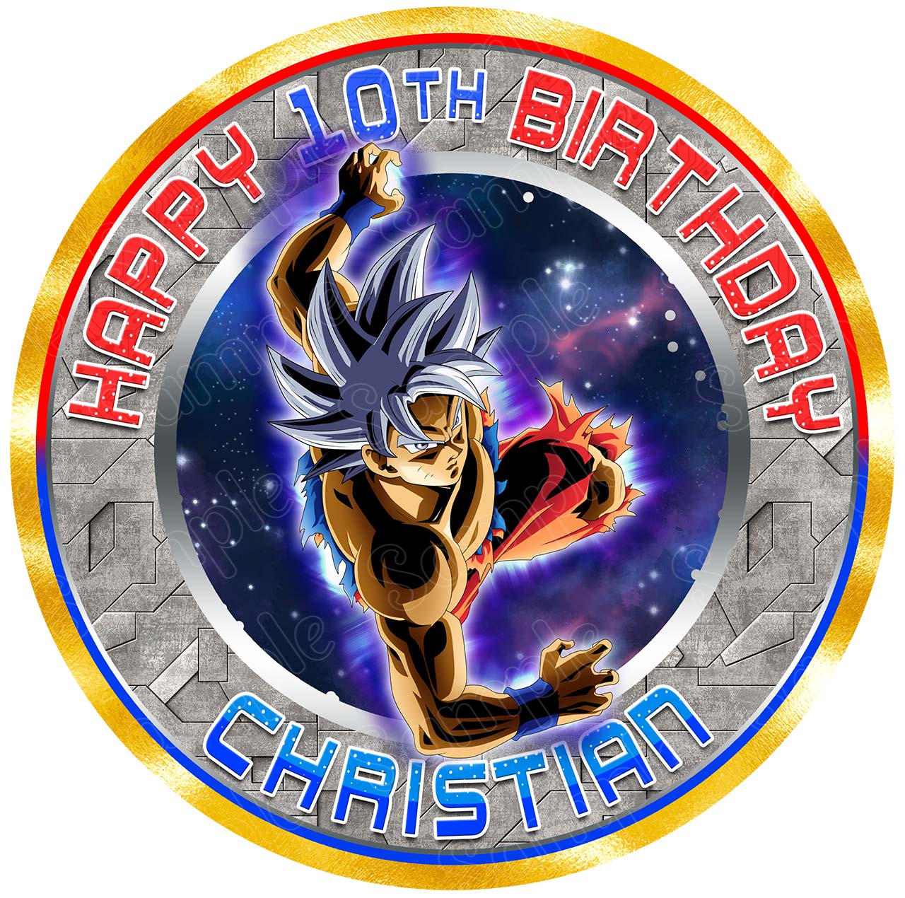 Dragon Fighter Ball Z Goku Ultra Instinct Round – Icing Sheet Bir - Personalized Edible Cake Topper | Custom Icing Sheet | Birthday Cake Decoration