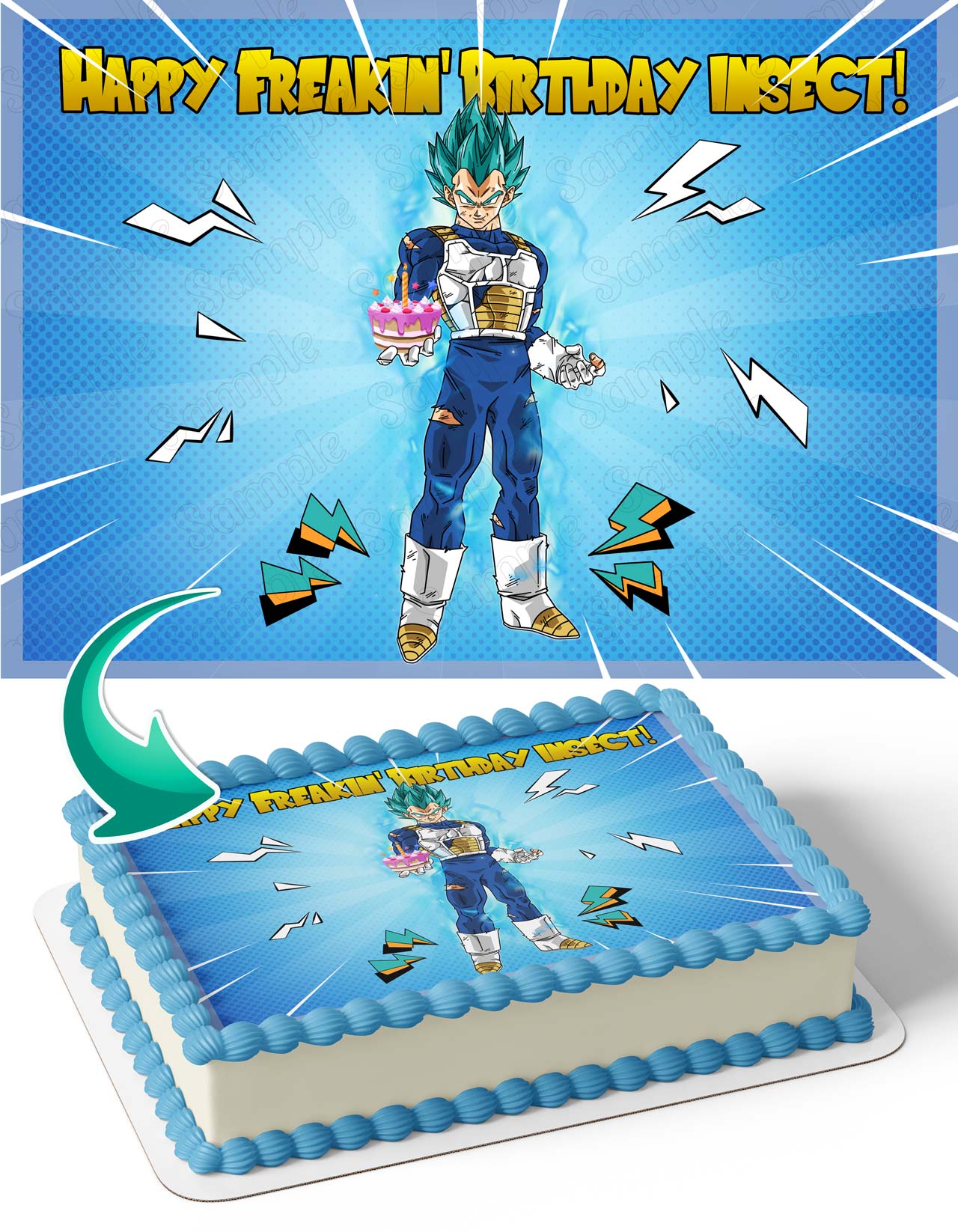Dragon Figthers Vegeta Freakin Birthday Insect Edible Cake Topper