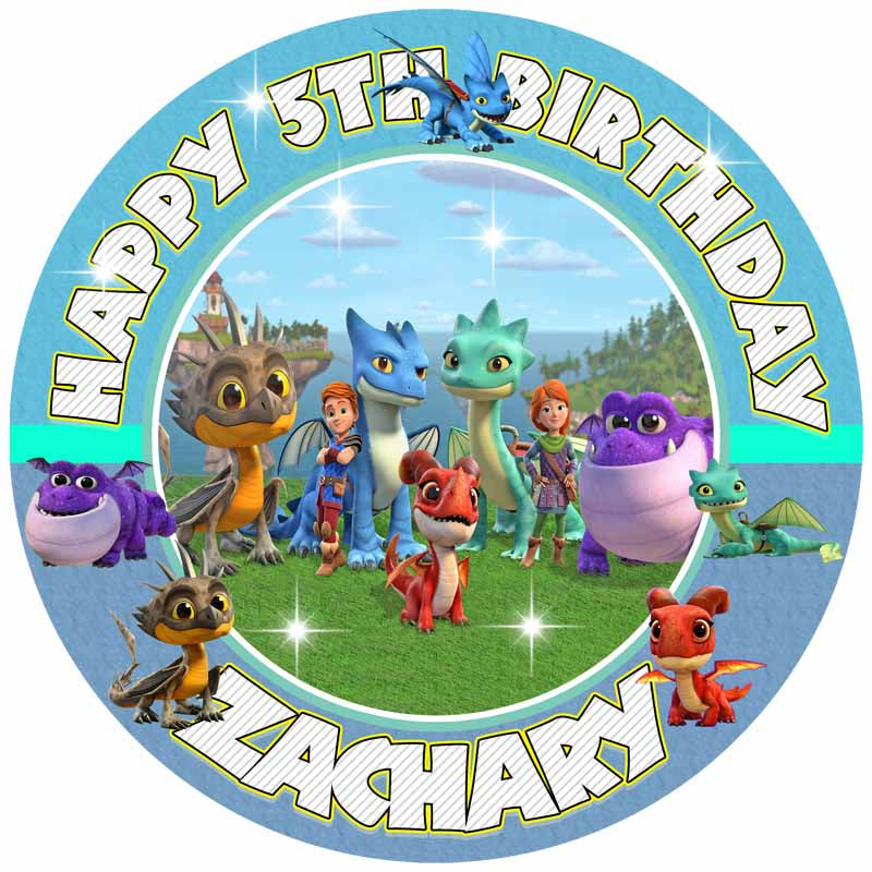 Dragons Rescue Riders Round – Icing Sheet Birthday - Personalized Edible Cake Topper | Custom Icing Sheet | Birthday Cake Decoration