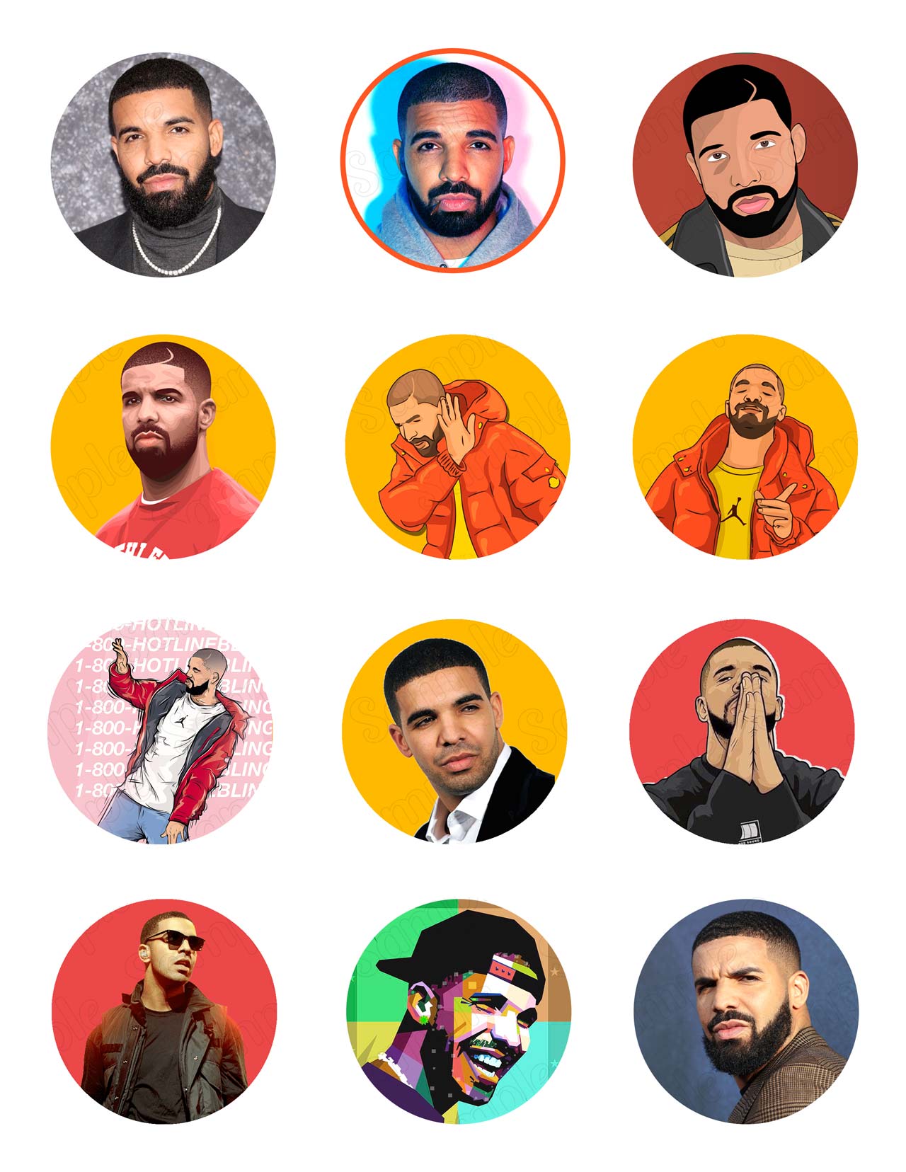 Drake Edible Cupcake Toppers – Round Icing Sheet Birthday Party - Edible Cake Topper | Icing Sheet | Birthday Cake Decoration