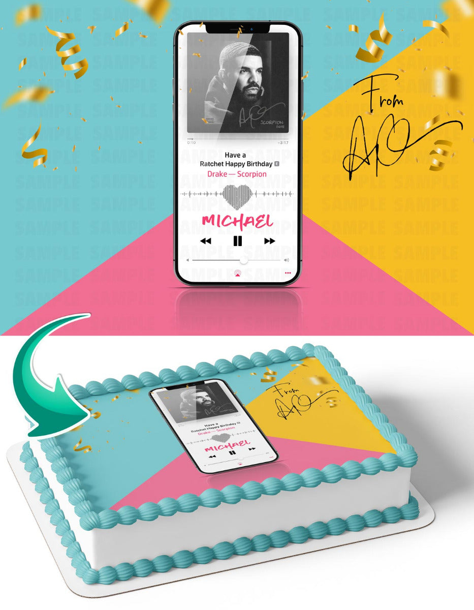 Drake Ratchet Birthday Meme Edible Cake Topper