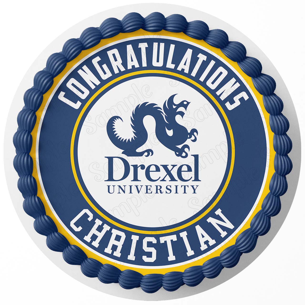 Drexel University Round – Icing Sheet Birthday - Personalized Edible Cake Topper | Custom Icing Sheet | Birthday Cake Decoration | Photo Cake Image